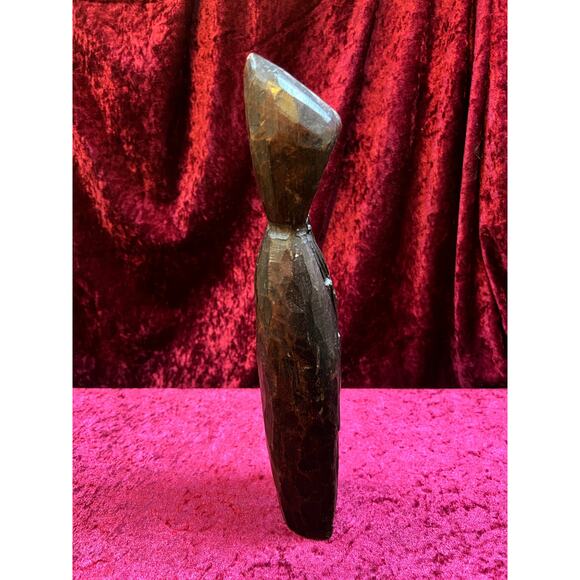 Vintage Oddities - Antique Hand Carved Wood Statue - Cloaked Druid With Staff - Picture 7 of 9